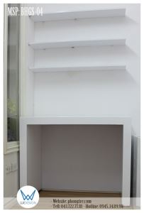 Bàn học chân hộp - giá sách kiểu đợt màu trắng