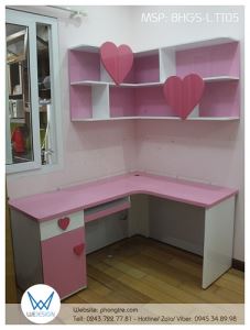 Bàn học góc trang trí trái tim BHGS-L.TT05 