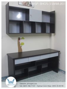 Bàn học đôi gỗ melamine vân gỗ óc chó BHGS-338RM.201