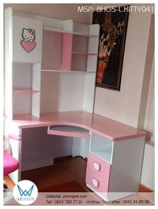 Bàn học góc Hello Kitty ôm trái tim BHGS-L.KITTY041