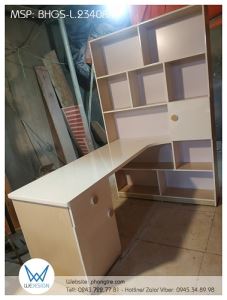 Bàn học góc liền tủ sách vân gỗ sồi trắng HHA2340RM