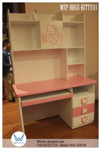 Bàn học Hello Kitty liền giá sách MSP: BHGS-KITTY.03