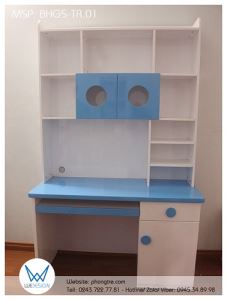 Bàn học liền giá sách trang trí hình tròn BHGS-TR.01