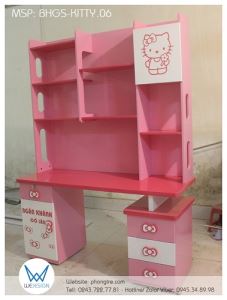 Bàn học sinh Hello Kitty liền giá sách BHGS-KITTY.06