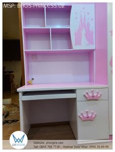 Bàn học liền giá sách trang trí công chúa và lâu đài