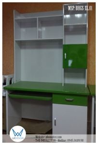 Bàn học liền giá sách màu xanh lá cây BHGS-XL.01