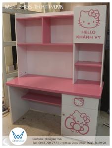 Bàn học tiểu học Hello Kitty cùng nơ xinh và tên bé