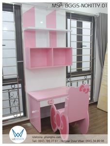 Bộ bàn ghế tiểu học tạo hình cùng nơ Hello Kitty