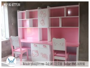 Bộ bàn ghế Hello Kitty có giá sách BG-KITTY201 cho 2 bé