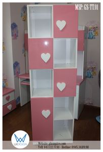 Giá kệ sách trái tim dành cho bé gái 