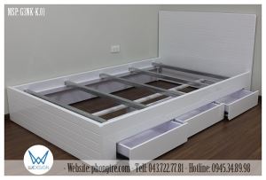 Giường 3 ngăn kéo 1m2 màu trắng soi kẻ ngang