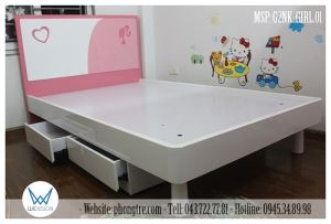 Giường 2 ngăn kéo trang trí cô gái và trái tim