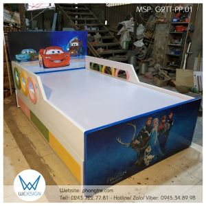Giường 2 tầng thấp có thành chắn Cars và Frozen