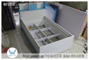 Giường tầng thấp 3 ngăn kéo và tủ hộc đầu giường
