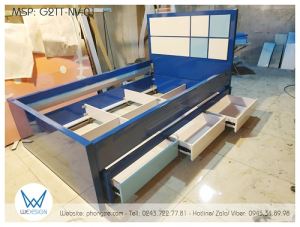 Giường tầng thấp trang trí xếp hình vuông và hình chữ nhật 