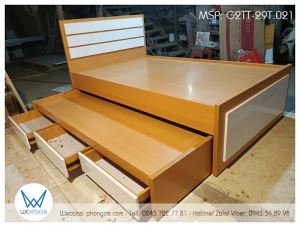 Giường tầng thấp 1m2 vân gỗ vàng ngọc bích G2TT-29T.021