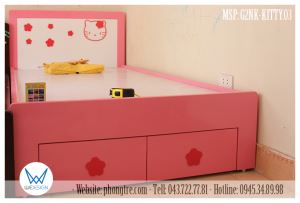 Giường 2 ngăn kéo Mèo Hello Kitty và hoa