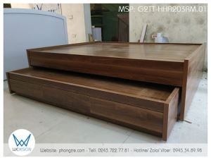 Giường hộp 2 tầng thấp 1m6 vân gỗ tự nhiên HHA203RM