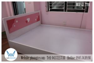 Giường ngủ bé gái 1m6 trang trí hình trái tim