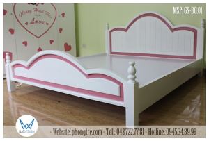 Giường gỗ sồi tự nhiên| Giường ngủ công chúa dễ thương 