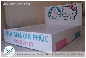 Giường Doraemon và Hello Kitty ngộ nghĩnh có 3 ngăn kéo