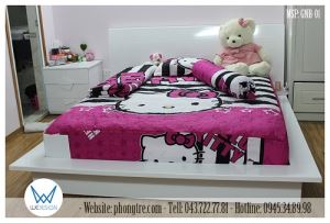 Giường ngủ kiểu Nhật Bản 1m6x2m màu trắng