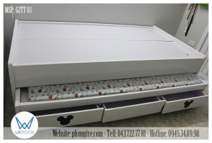Giường 2 tầng thấp Mickey có 3 ngăn kéo màu trắng