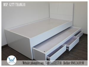 Giường tầng thấp trang trí đầu giường hình thang