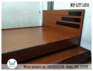 Giường tầng thấp gỗ Melamine vân lát phối đen