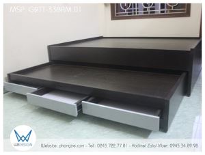 Giường tầng thấp 1m4 gỗ melamine vân gỗ óc chó