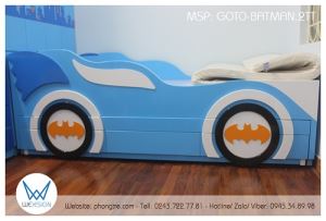 Giường ô tô Batman 2 tầng thấp có 3 ngăn kéo