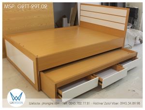 Giường tầng thấp có 3 ngăn kéo vân gỗ G2TT-29T.02