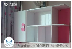 Kệ sách treo tường có tay nắm nơ Mèo Hello Kitty