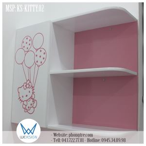 Kệ sách treo tường Kitty cầm bóng bay trên không trung