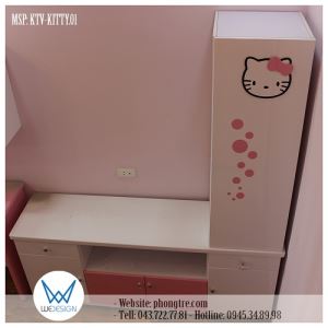 Kệ trang trí kết hợp kệ tivi Hello Kitty 