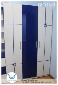 Tủ áo 1m2 trang trí ký tự @ màu xanh dương