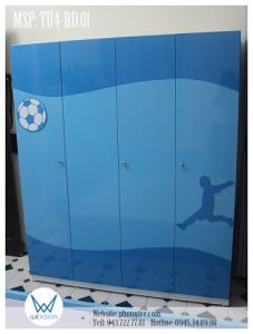Tủ áo 4 cánh trang trí chủ đề bóng đá