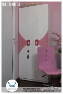 Tủ quần áo 2 cánh tay nắm nơ Mèo Hello Kitty 