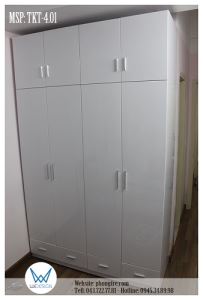 Tủ áo kịch trần 1m6x2m6 TKT-4.01 màu trắng