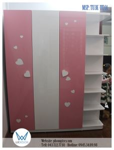 Tủ áo liền kệ góc trang trí trái tim TU3K-TT.01