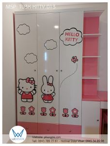 Tủ liền kệ sách - trang trí Hello Kitty và Melody