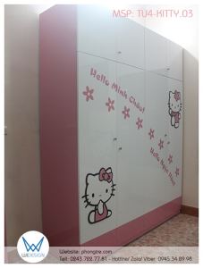 Tủ quần áo Hello Kitty và hoa xinh có tủ kho