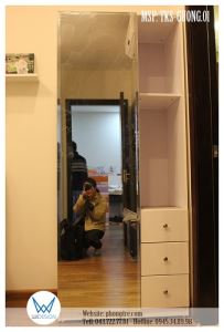 Tủ áo màu trắng cánh gương - 3 ngăn kéo - hộc để sách