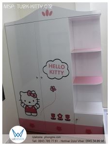 Tủ 2 cánh liền kệ trang trí Hello Kitty ở vườn hoa