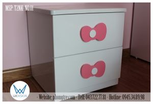 Tủ táp 2 ngăn kéo tay nắm nơ mèo Hello Kitty