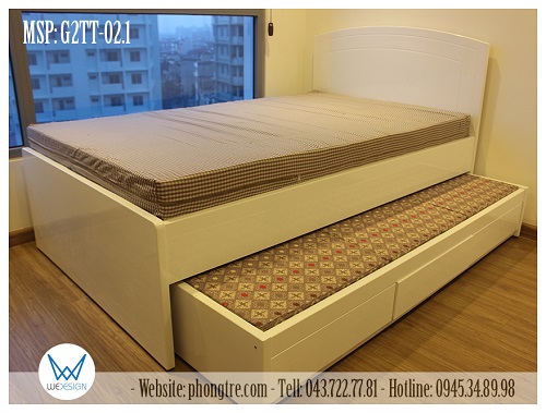 Giường 2 tầng thấp MSP: G2TT-02.1 kéo ra bên ở thành giường bên phải